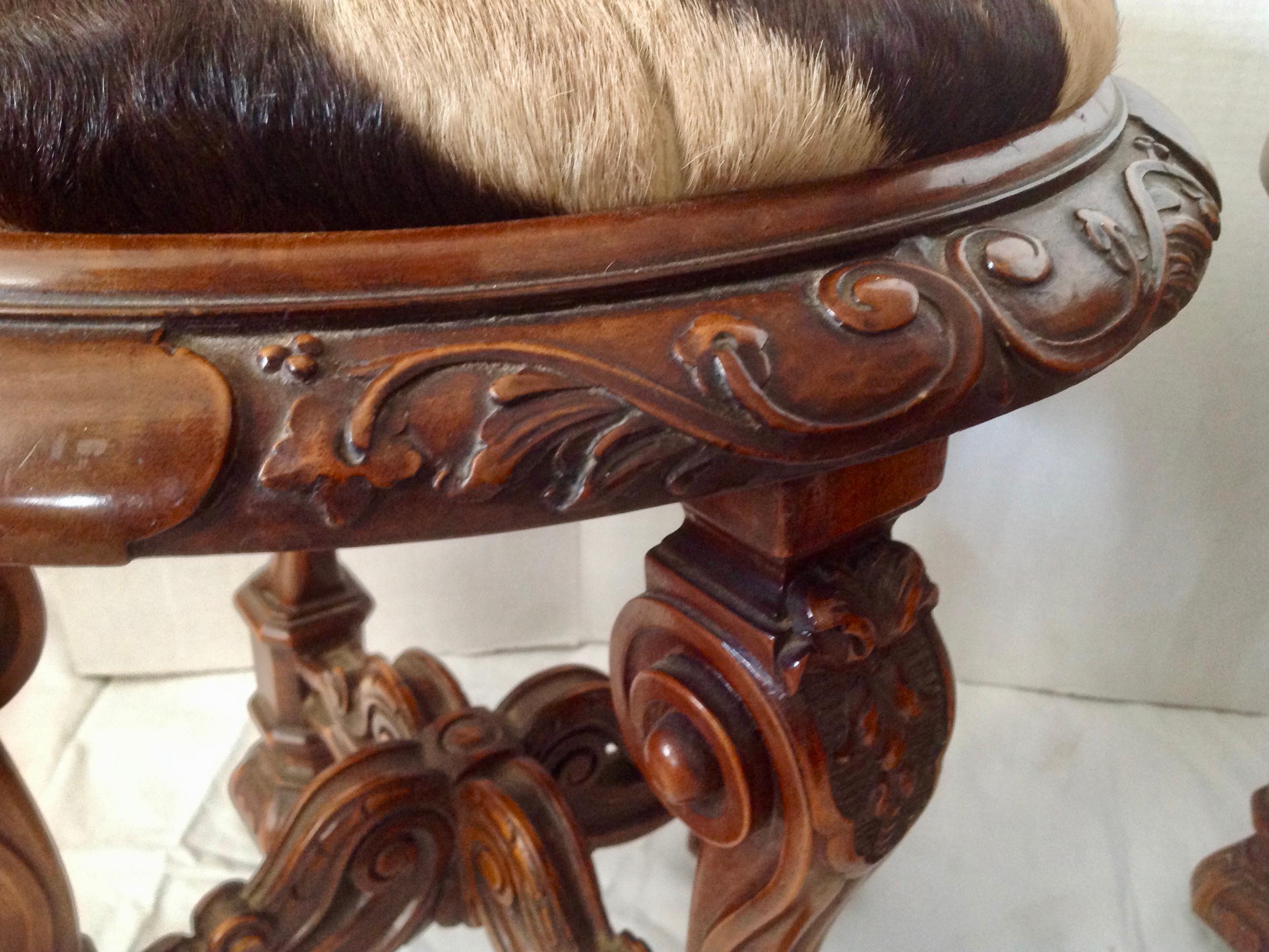 Pair of Zebra Hide Covered Stools 4