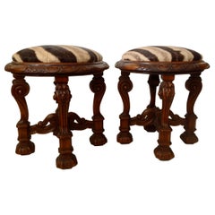 Pair of Zebra Hide Covered Stools