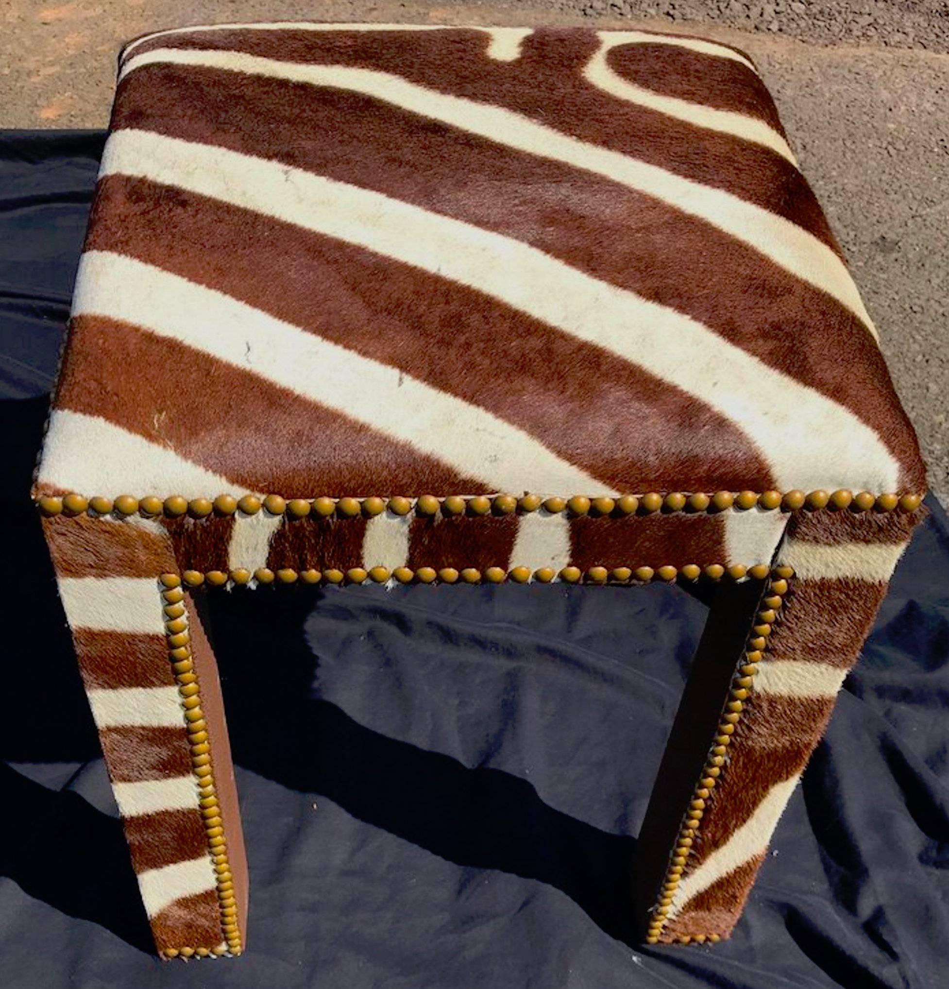 Pair of Zebra Hide Parsons Benches In Excellent Condition In Oaks, PA
