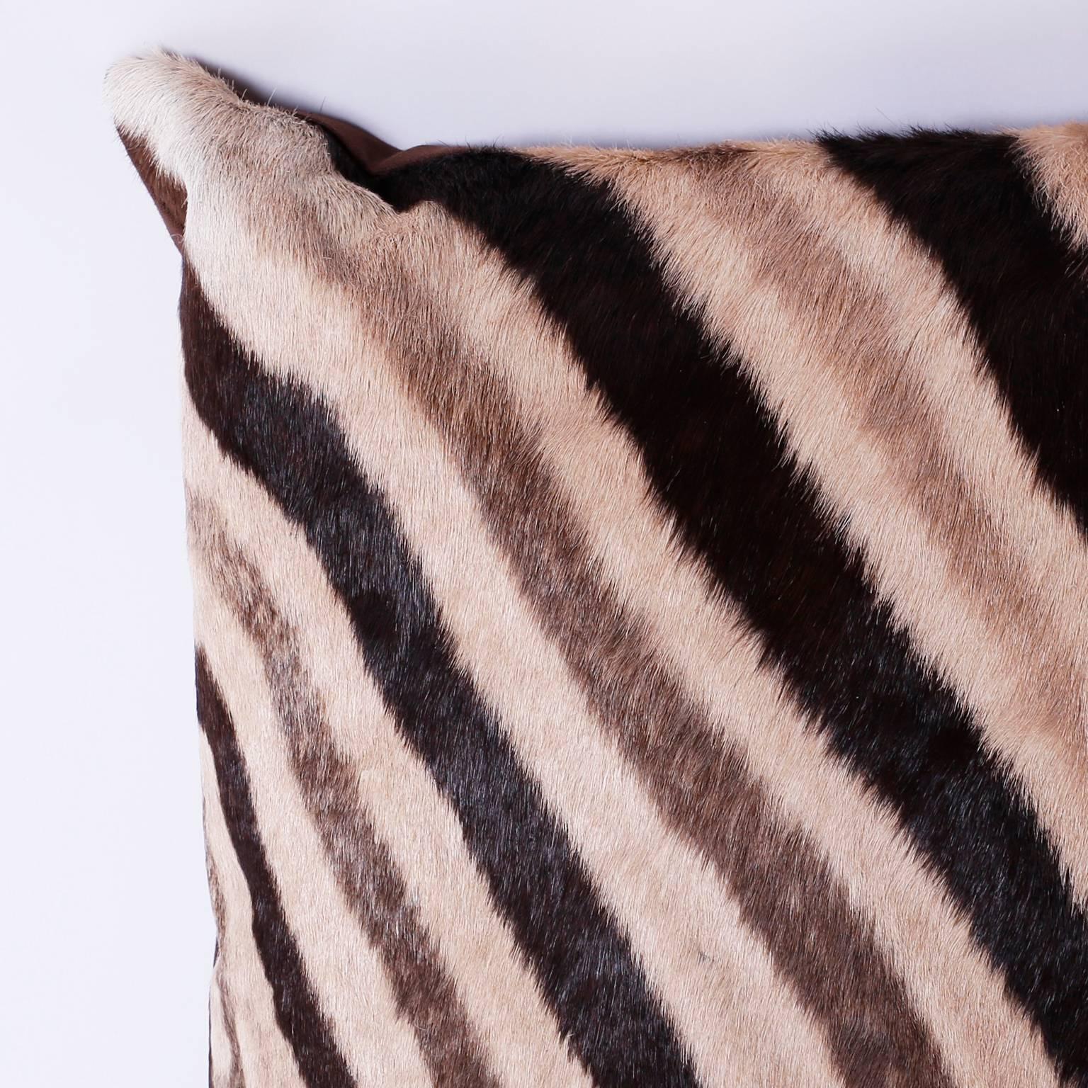 Pair of Zebra Hide Pillows In Excellent Condition In Palm Beach, FL