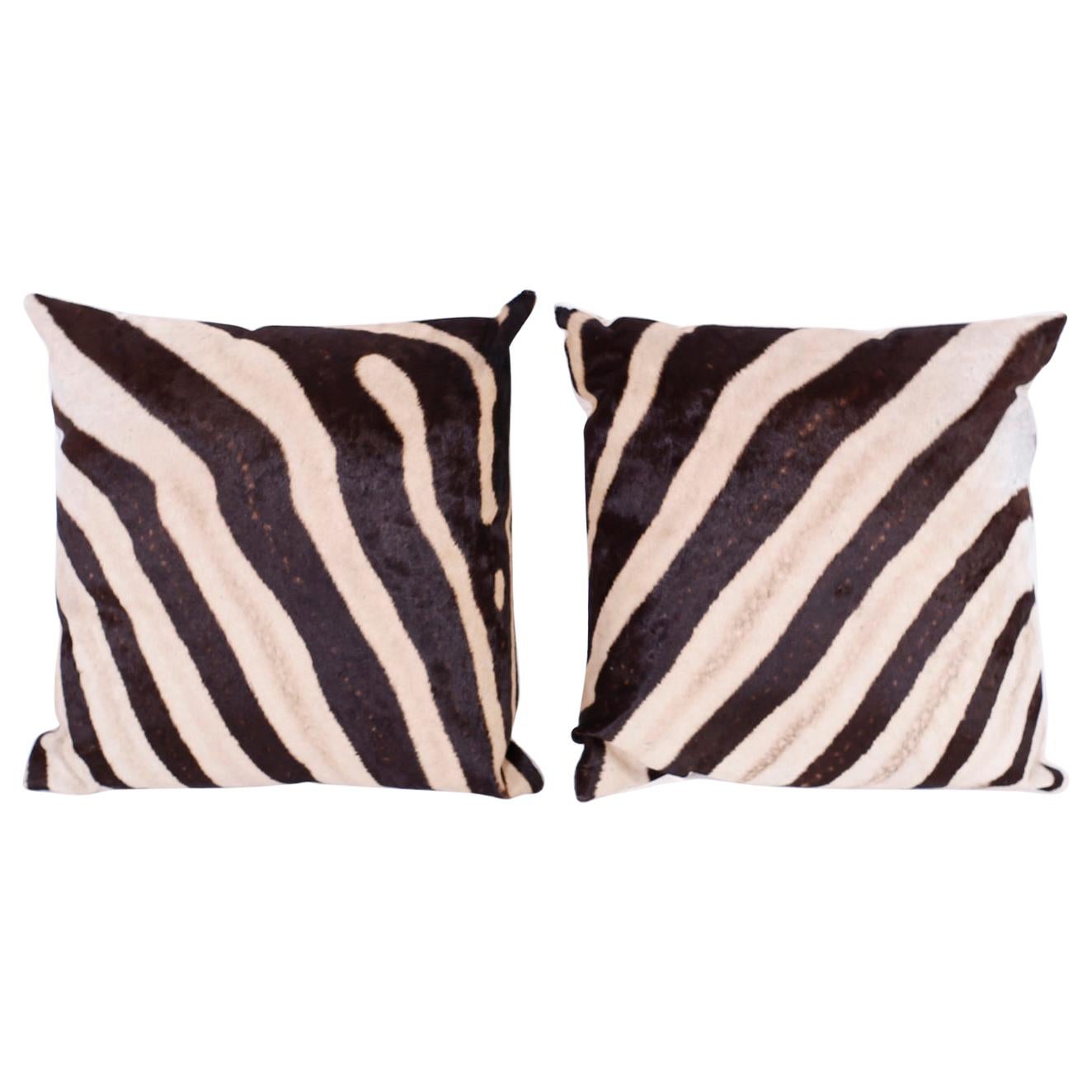 Pair of Zebra Hide Pillows