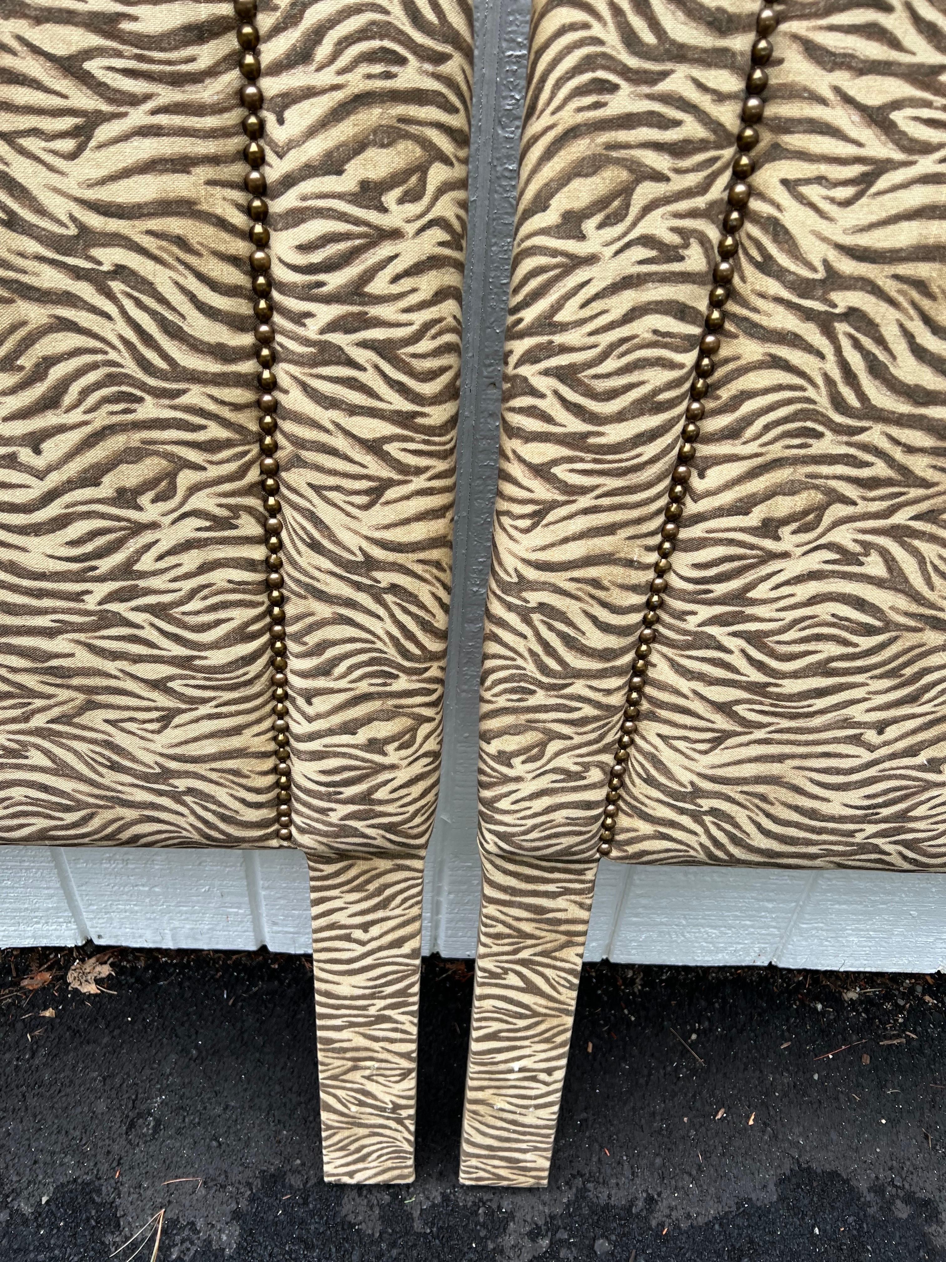 Pair of Zebra Print Twin Headboards For Sale 9