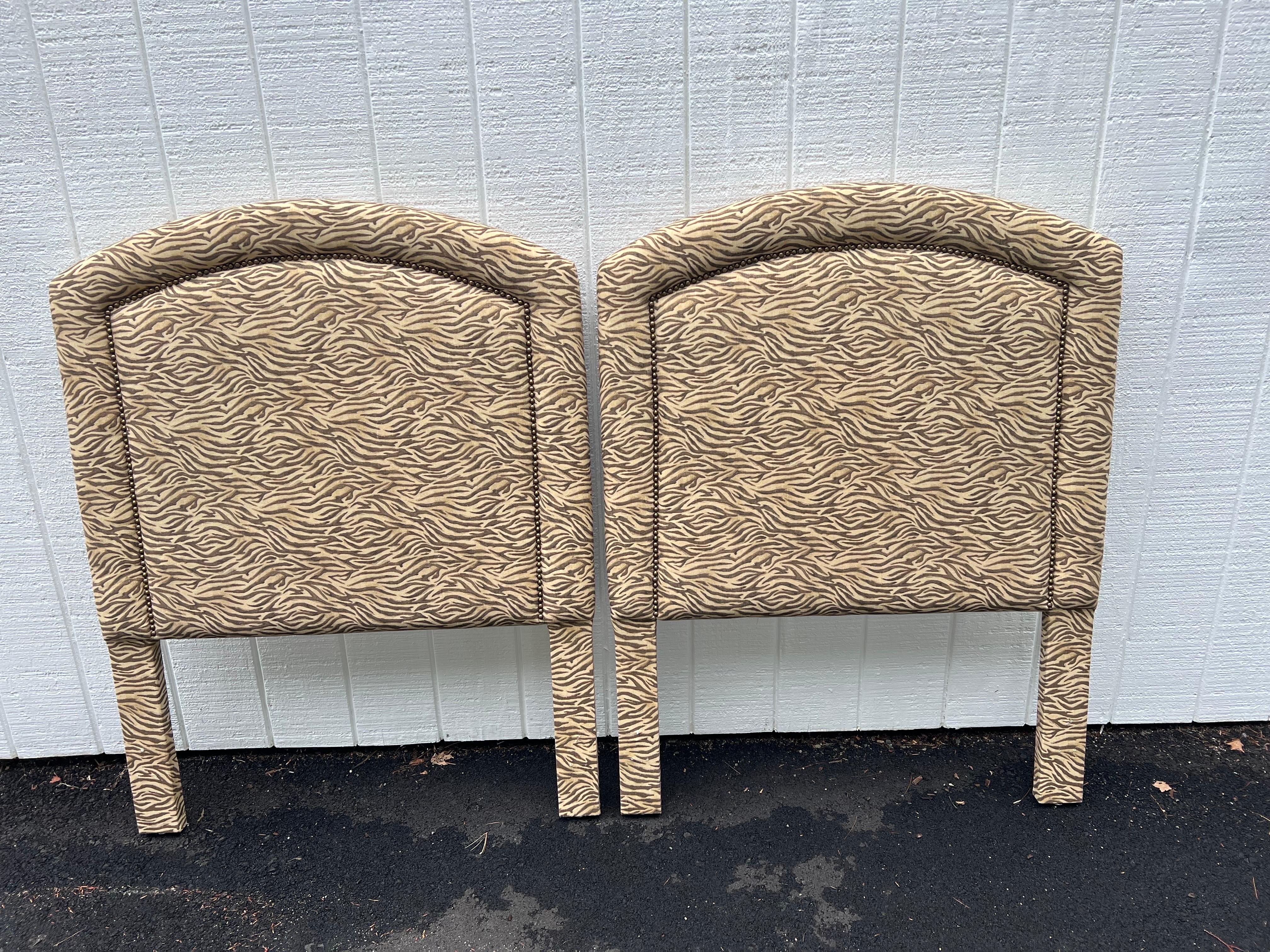 Pair of Zebra Print Twin Headboards For Sale 11