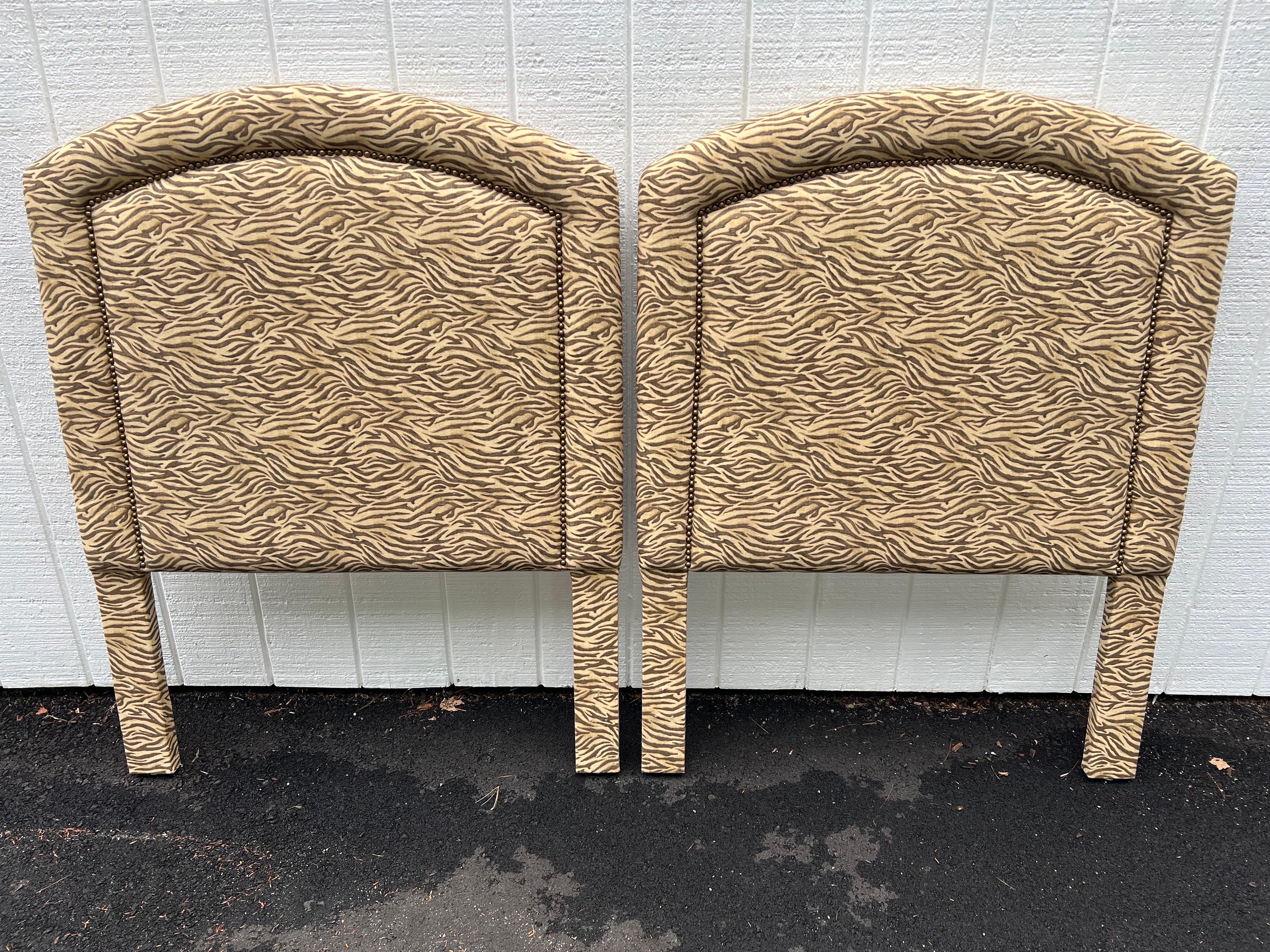 Pair of Zebra Print Twin Headboards In Good Condition For Sale In Redding, CT