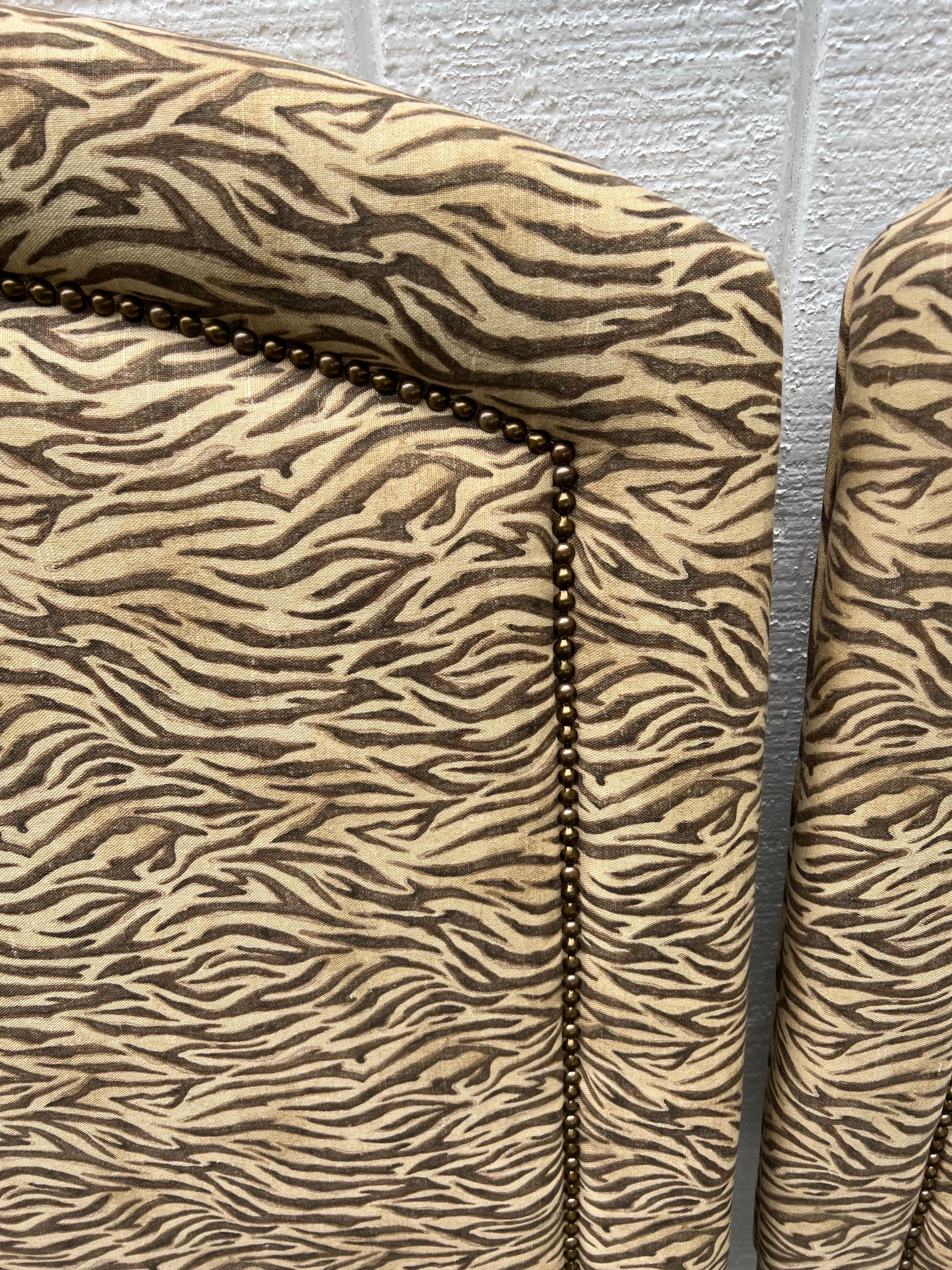 Pair of Zebra Print Twin Headboards For Sale 1