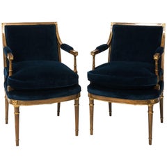 Pair of Zebrawood Square Back Chairs