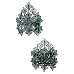 Pair of Zero Quattro Sconces by Fontana Arte, Murano Cut Glass, Italy, 1970s