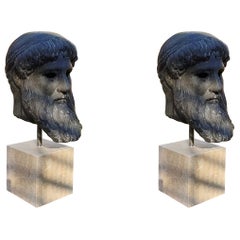 Pair of Zeus of Cape Artemision, Terracotta Head, Chronis 20th Century