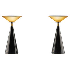 Pair of "Ziggurat" Table Lamps by Shigeaki Asahara for Stilnovo, Italy 1980s