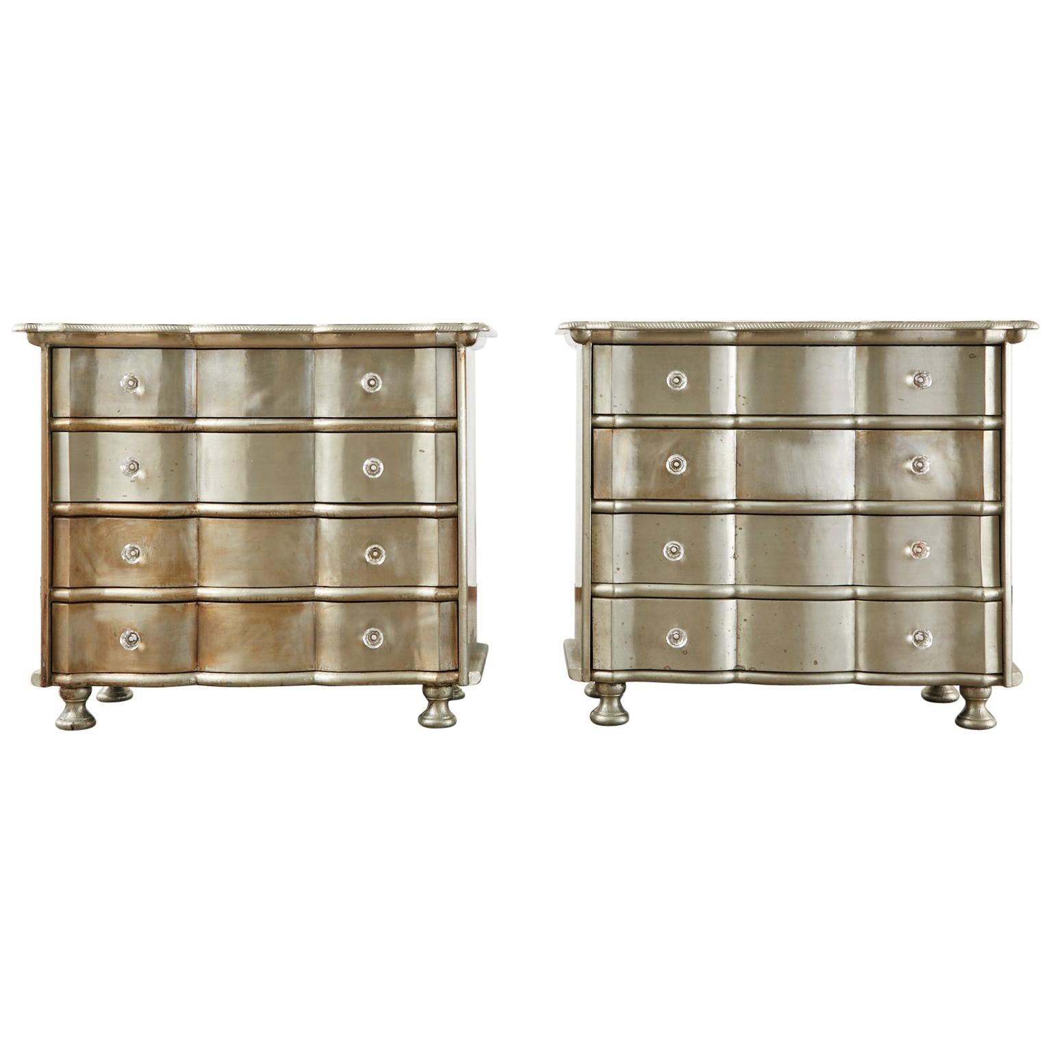 Pair of Zinc Metal Wrapped Commode Chests or Dressers