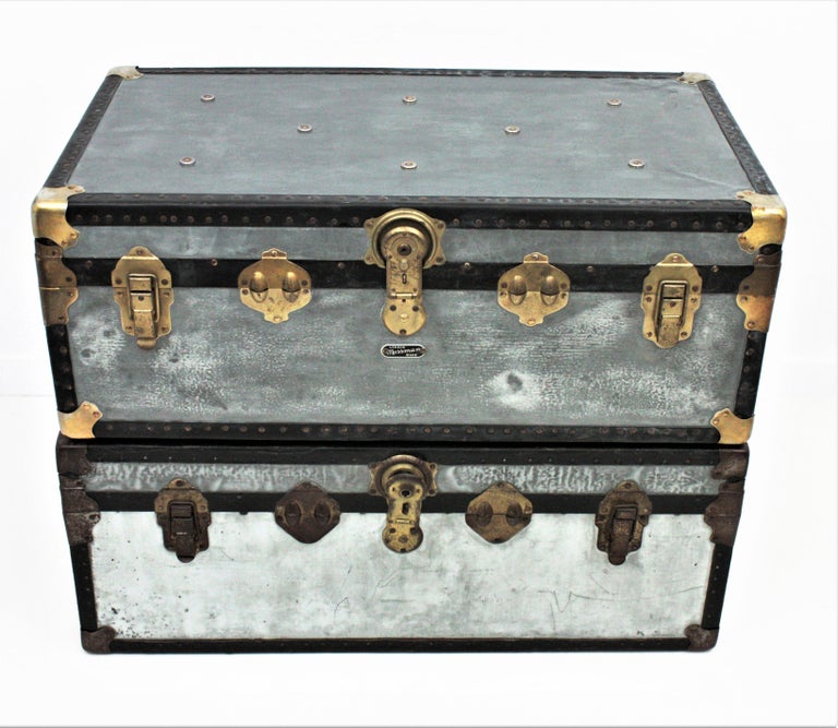 Pair of Zinc Steamer Trunks / Coffee Tables For Sale at 1stDibs