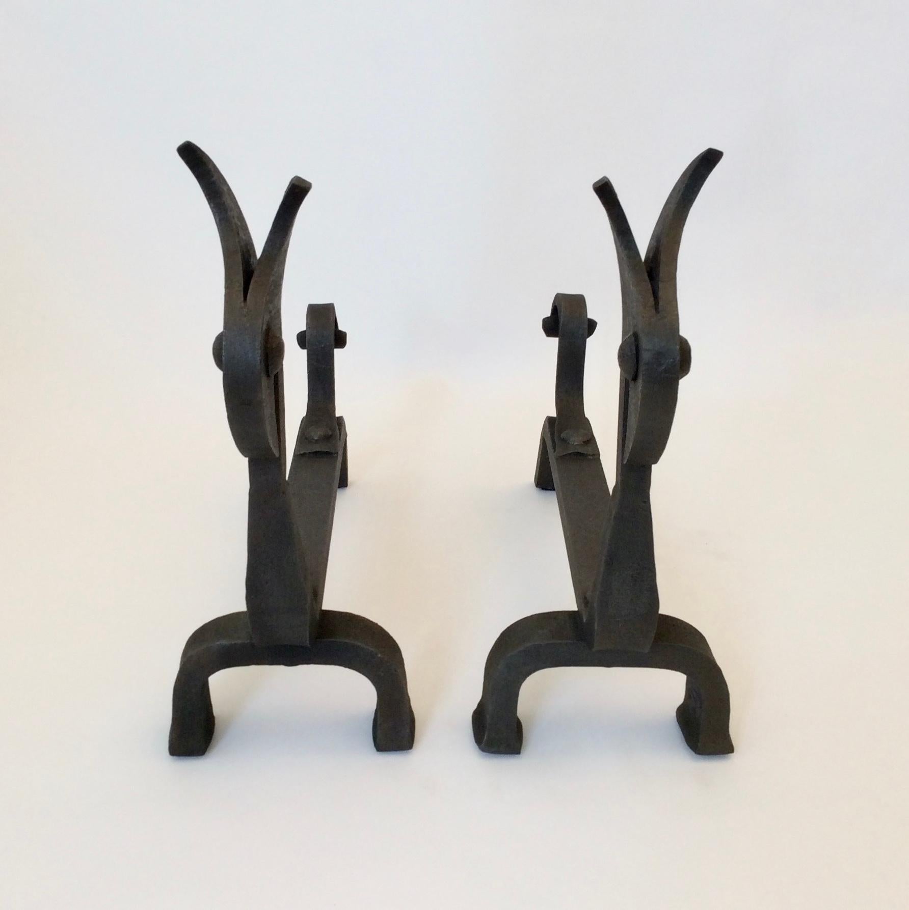 Pair of Zoomorphic Andirons, France, circa 1940 In Good Condition In Brussels, BE