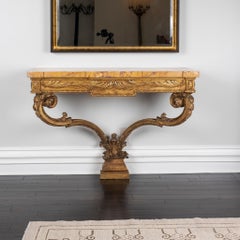Pair of 19th Century Louis XVI Giltwood and Siena Marble Consoles