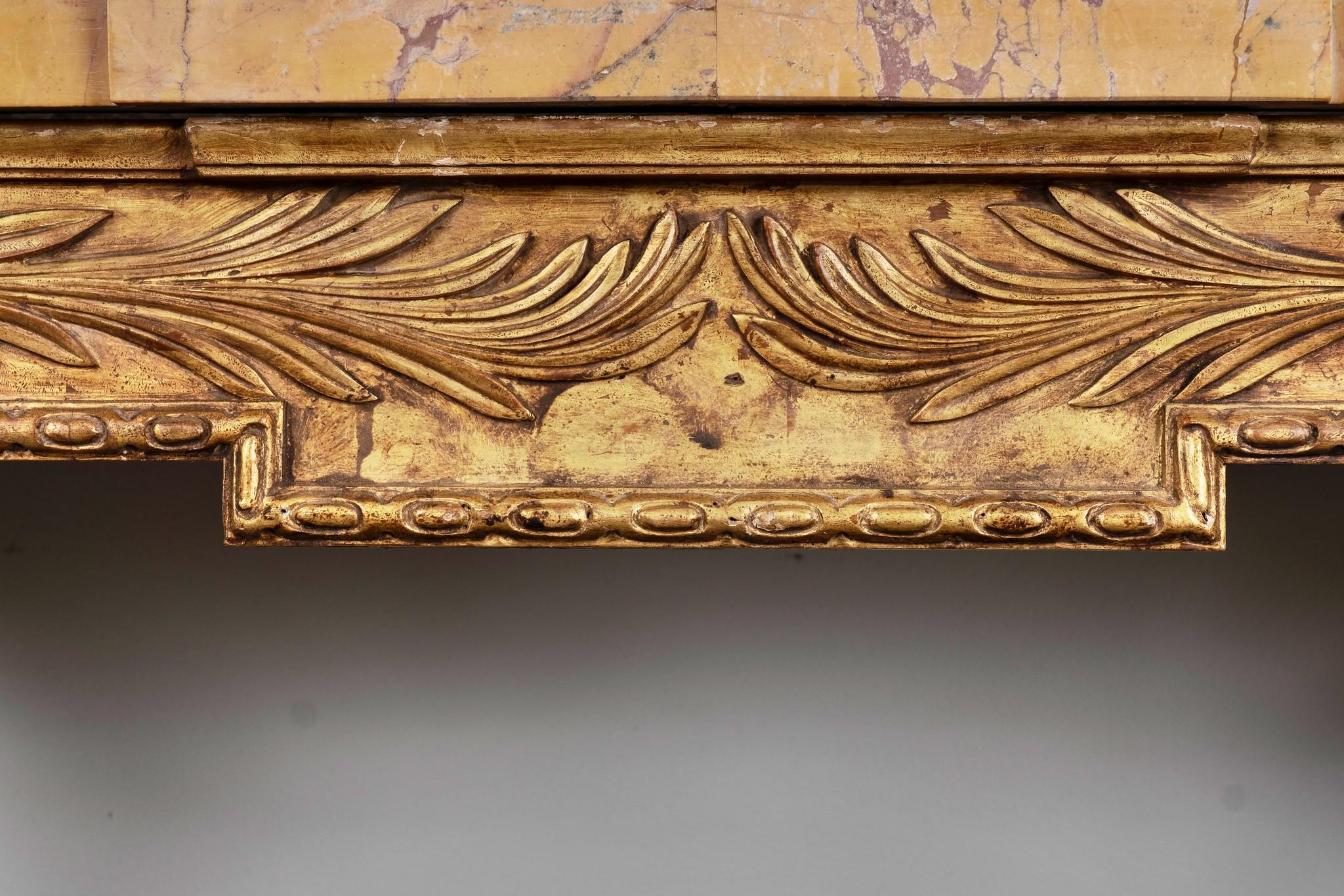 Pair of 19th Century Louis XVI Giltwood and Siena Marble Consoles 5