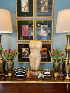 Pair ofAntique Trench Art Artillery Shell Brass Vases, 1945 + 1945