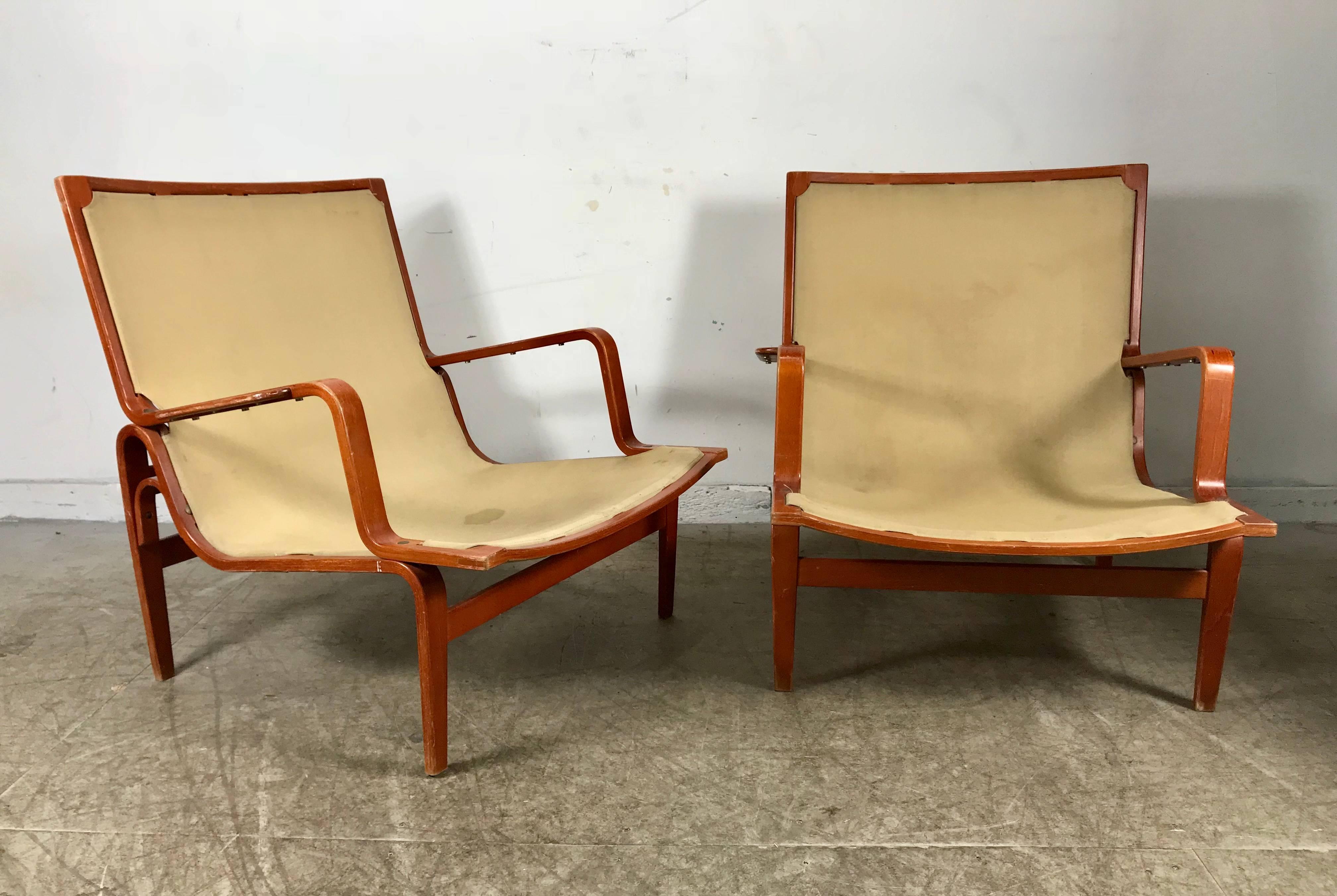Mid-Century Modern Pair of Bruno Mathsson Ingrid Chairs Made by DUX