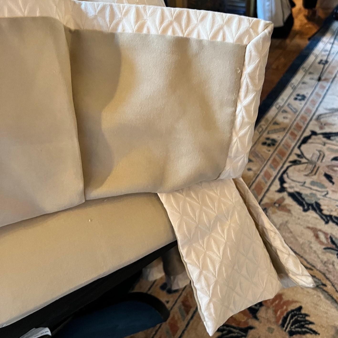 Pair - White Matelassé Covered Swivel Club Chairs and Ottoman, Hickory Chair In Good Condition For Sale In Morristown, NJ