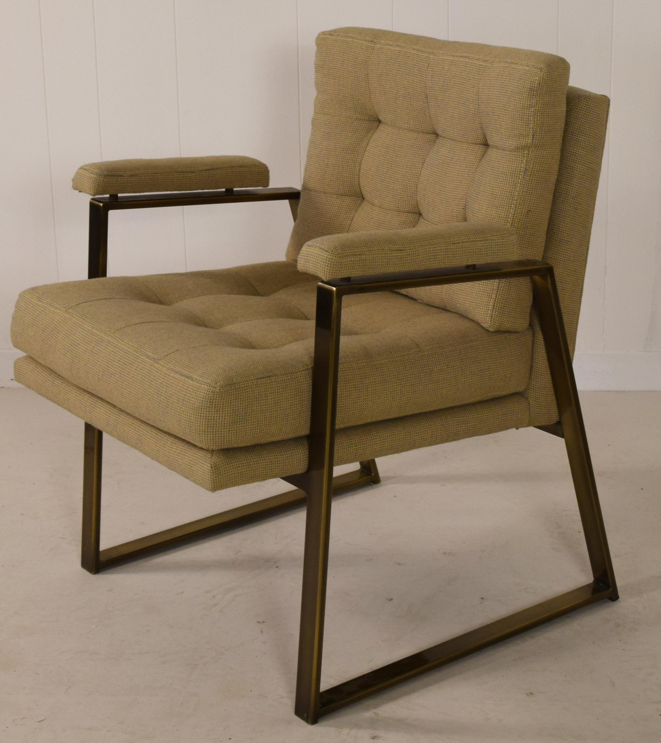 Patrician Furniture, USA, 1983, Fabric, bronze finish to steel frame
Price is for the pair.
Measures 28