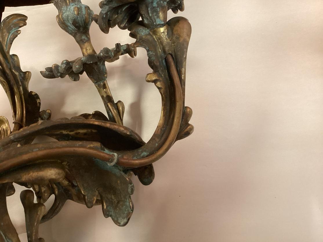 Pair Of Grand 19th C. French Bronze Five Candle Light Sconces For Sale 5