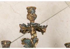 Pair Of Grand 19th C. French Bronze Five Candle Light Sconces