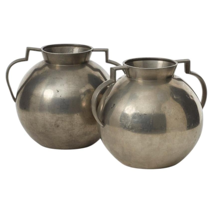 Pair ofJacob Ängman (attr.) Art Deco pewter vases for GAB Tenn - Sweden, 1931-33