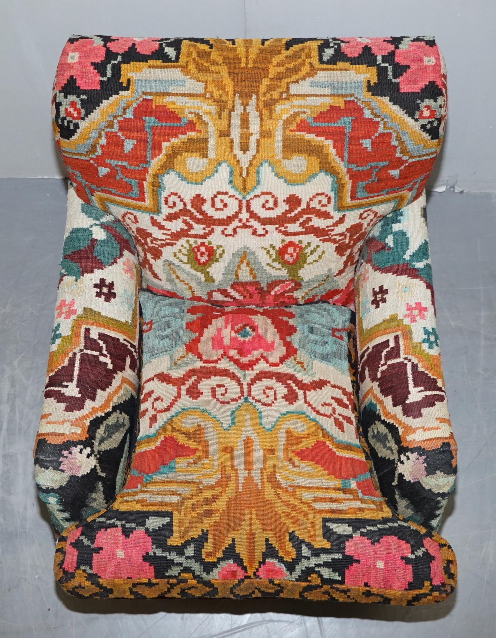 Fait main Paire de rares fauteuils vintage George Smith Signature Scroll Arm Kilim Aztec Armchair