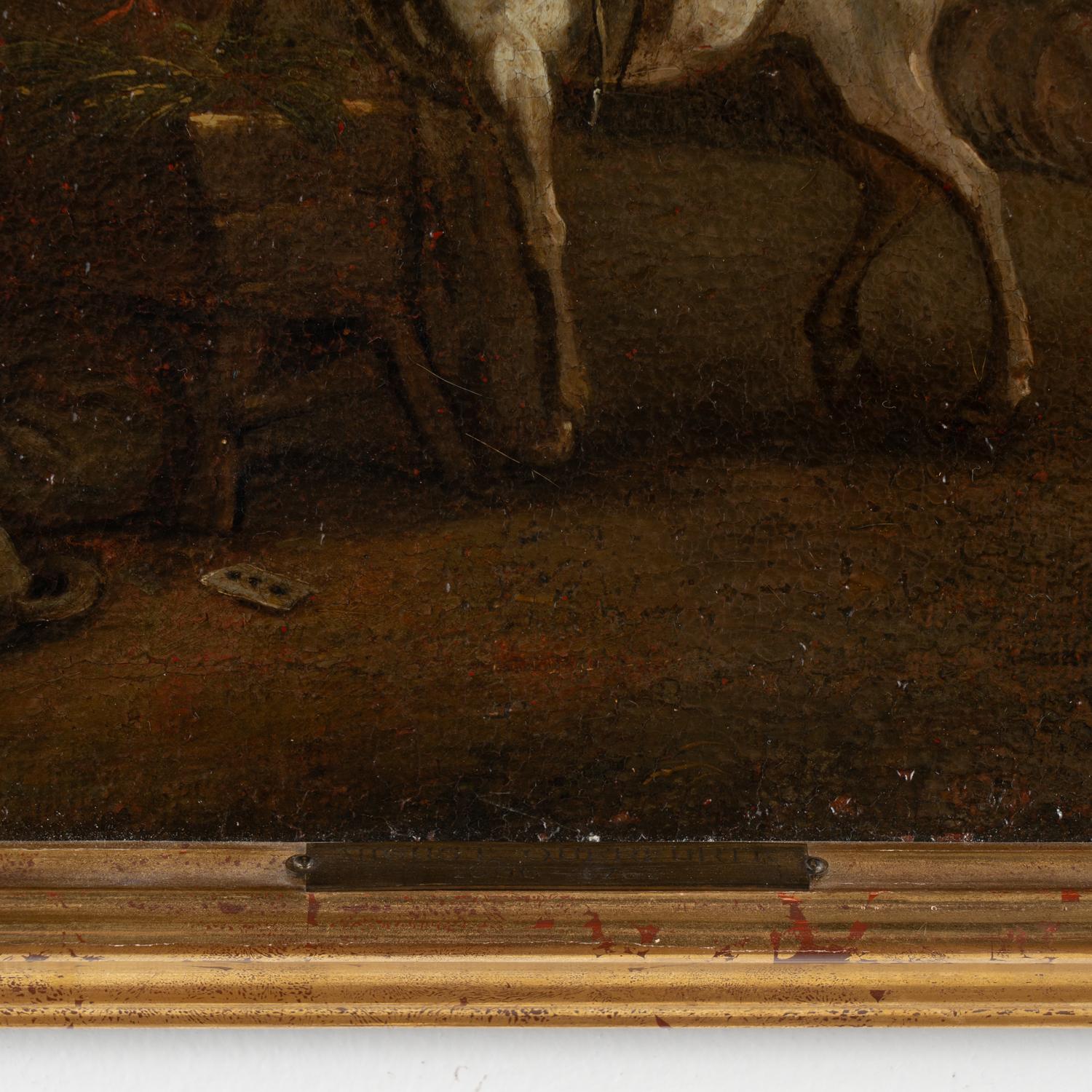 Paire de peintures à l'huile sur toile représentant un campement de soldats du calvaire, Autriche vers 1750 en vente 6