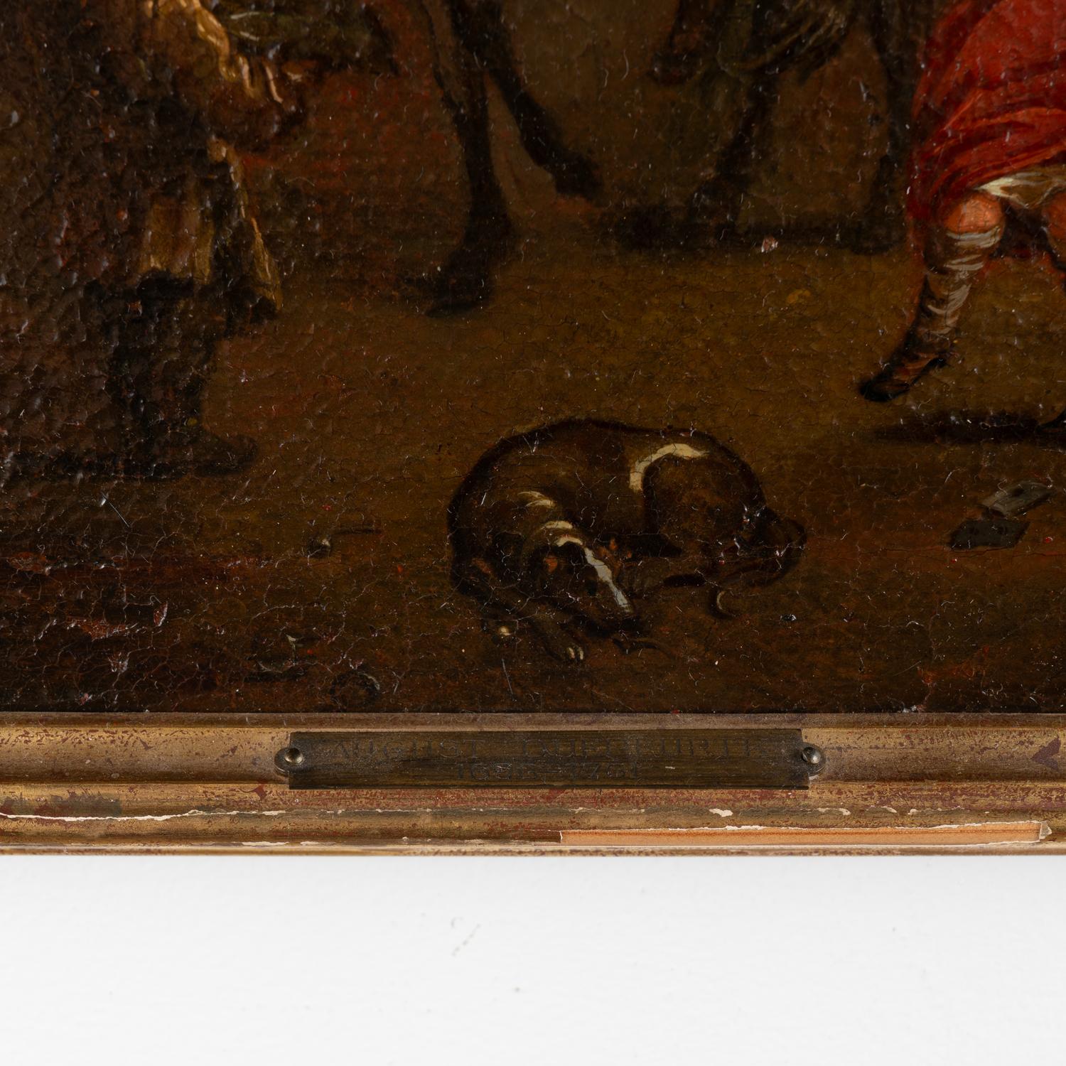 Laiton Paire de peintures à l'huile sur toile représentant un campement de soldats du calvaire, Autriche vers 1750 en vente