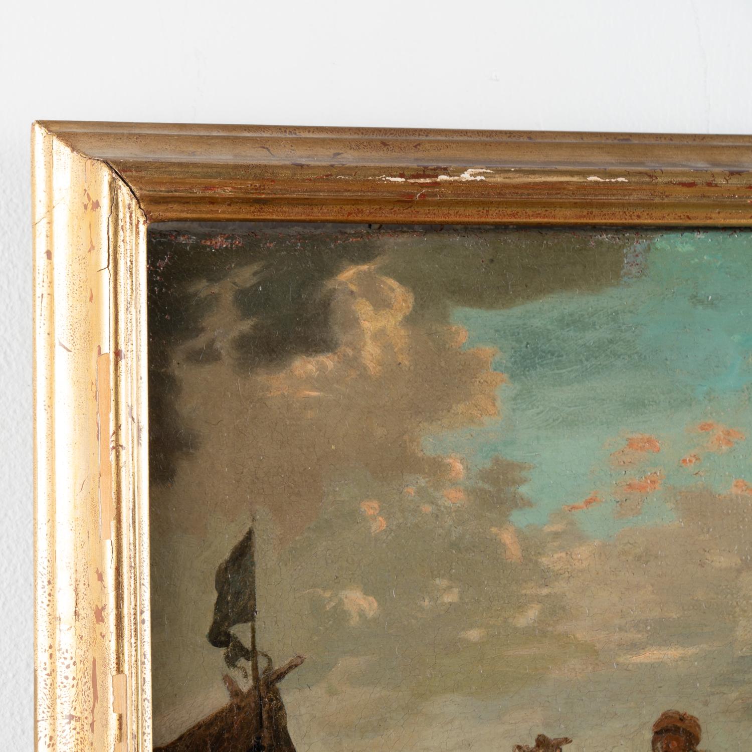 Paire de peintures à l'huile sur toile représentant un campement de soldats du calvaire, Autriche vers 1750 en vente 1