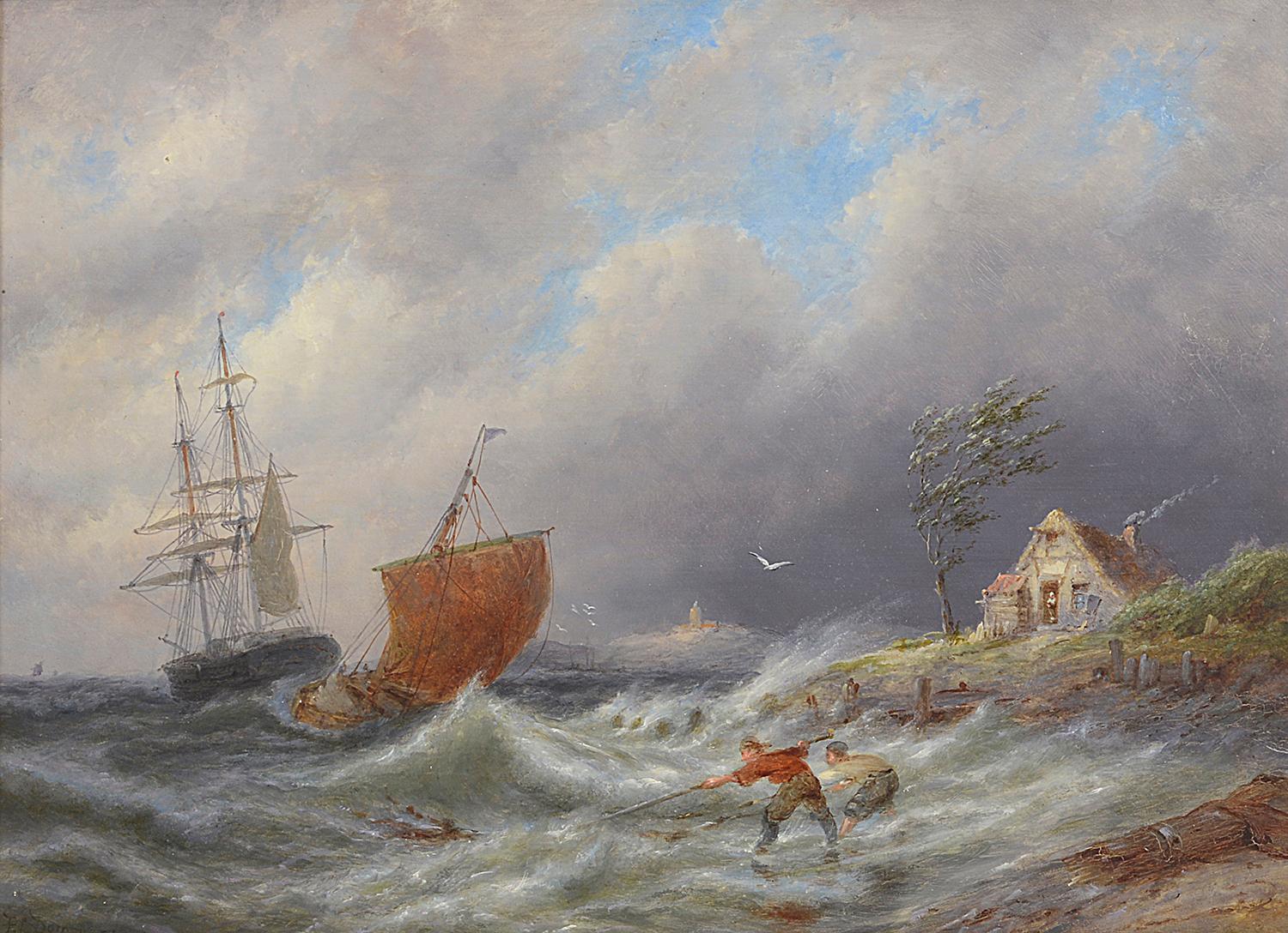 Pair of Oil on Canvas Seascapes by D.C. Dommerson, 19th Century 3