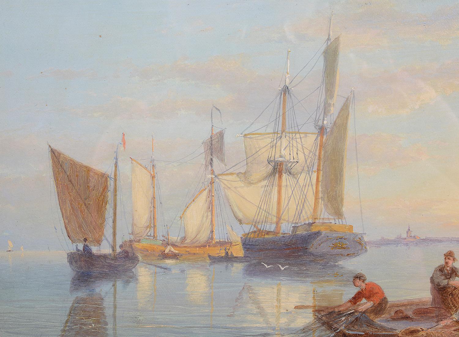 Paint Pair of Oil on Canvas Seascapes by D.C. Dommerson, 19th Century