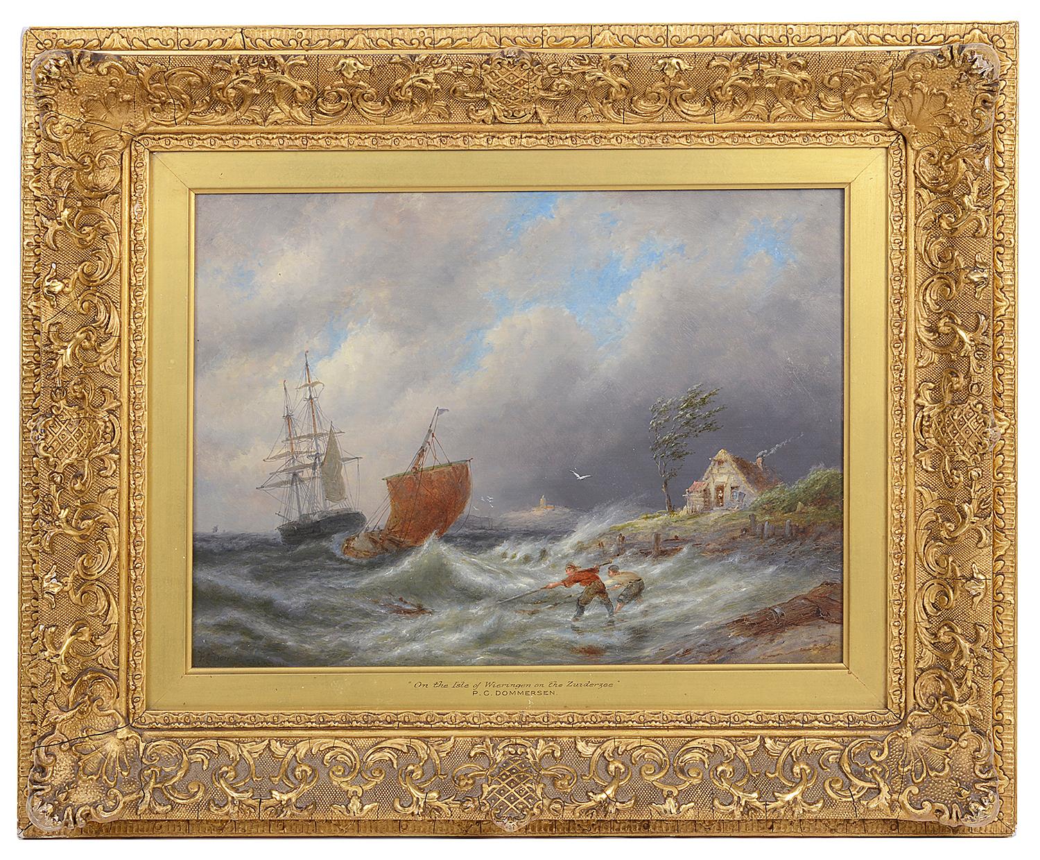 Pair of Oil on Canvas Seascapes by D.C. Dommerson, 19th Century 2