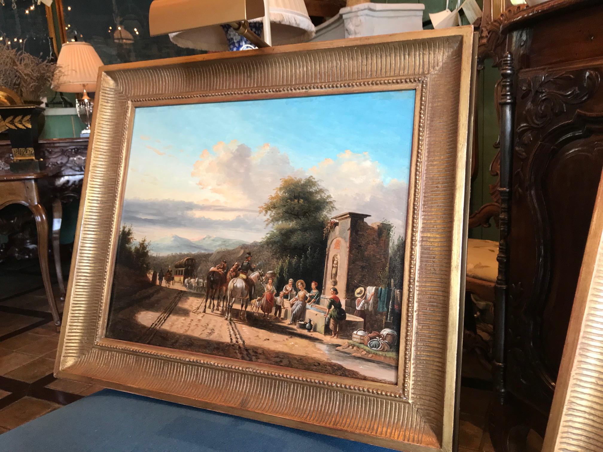 Oil Paintings by Philippe Budelot French, 1770-1829 Old Master Landscapes, Pair In Good Condition In West Hollywood, CA