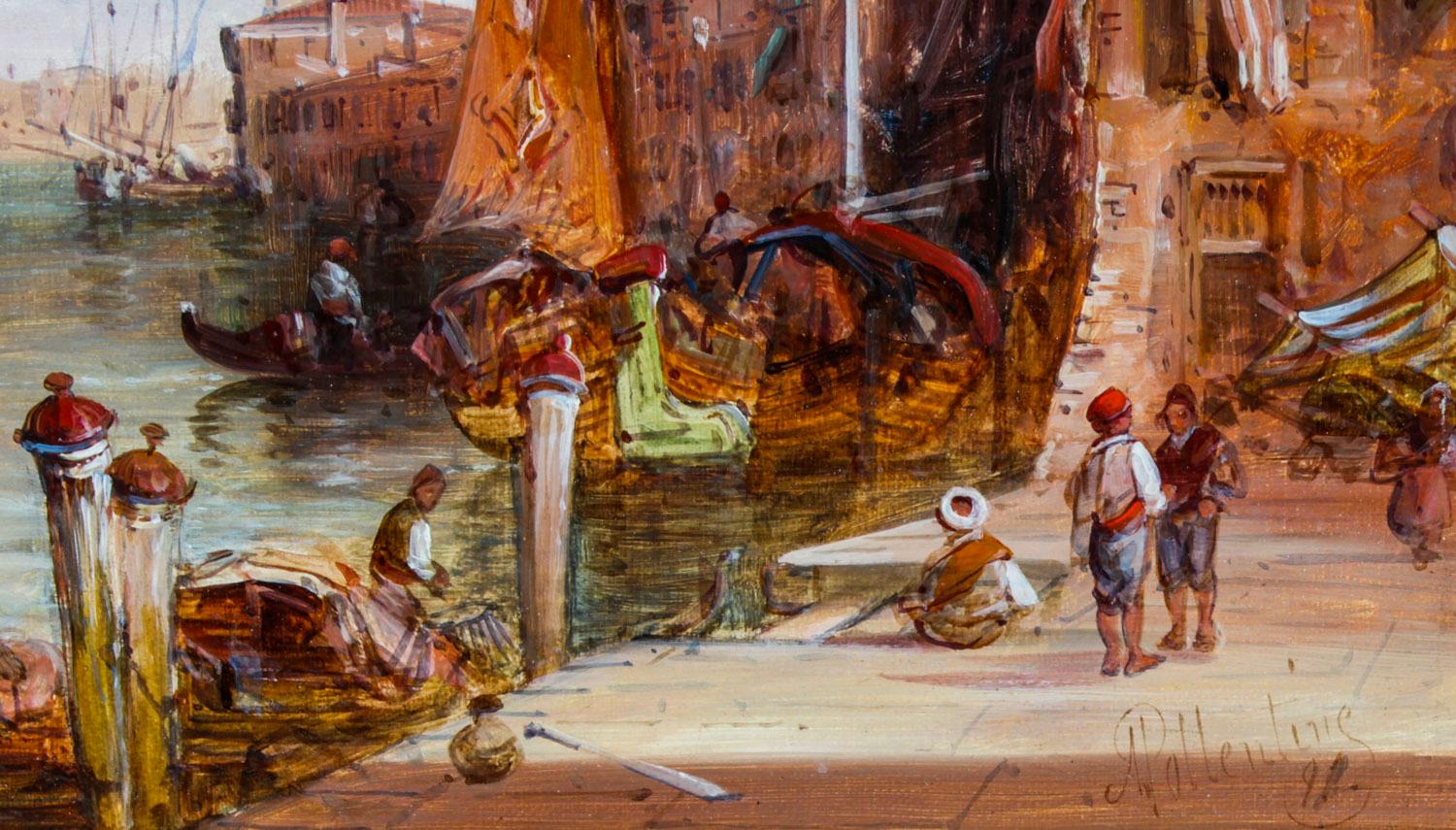Pair Oil Paintings San Marco & Santa Maria Venice Alfred Pollentine 19th C 9