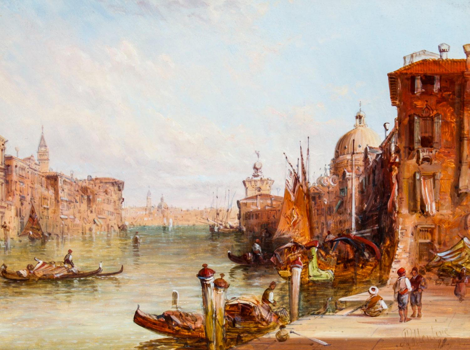 Pair Oil Paintings San Marco & Santa Maria Venice Alfred Pollentine 19th C 11