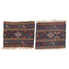 Pair of Antique Azeri Soumakhs, Hand-Woven Wool, Central Asia, 1900
