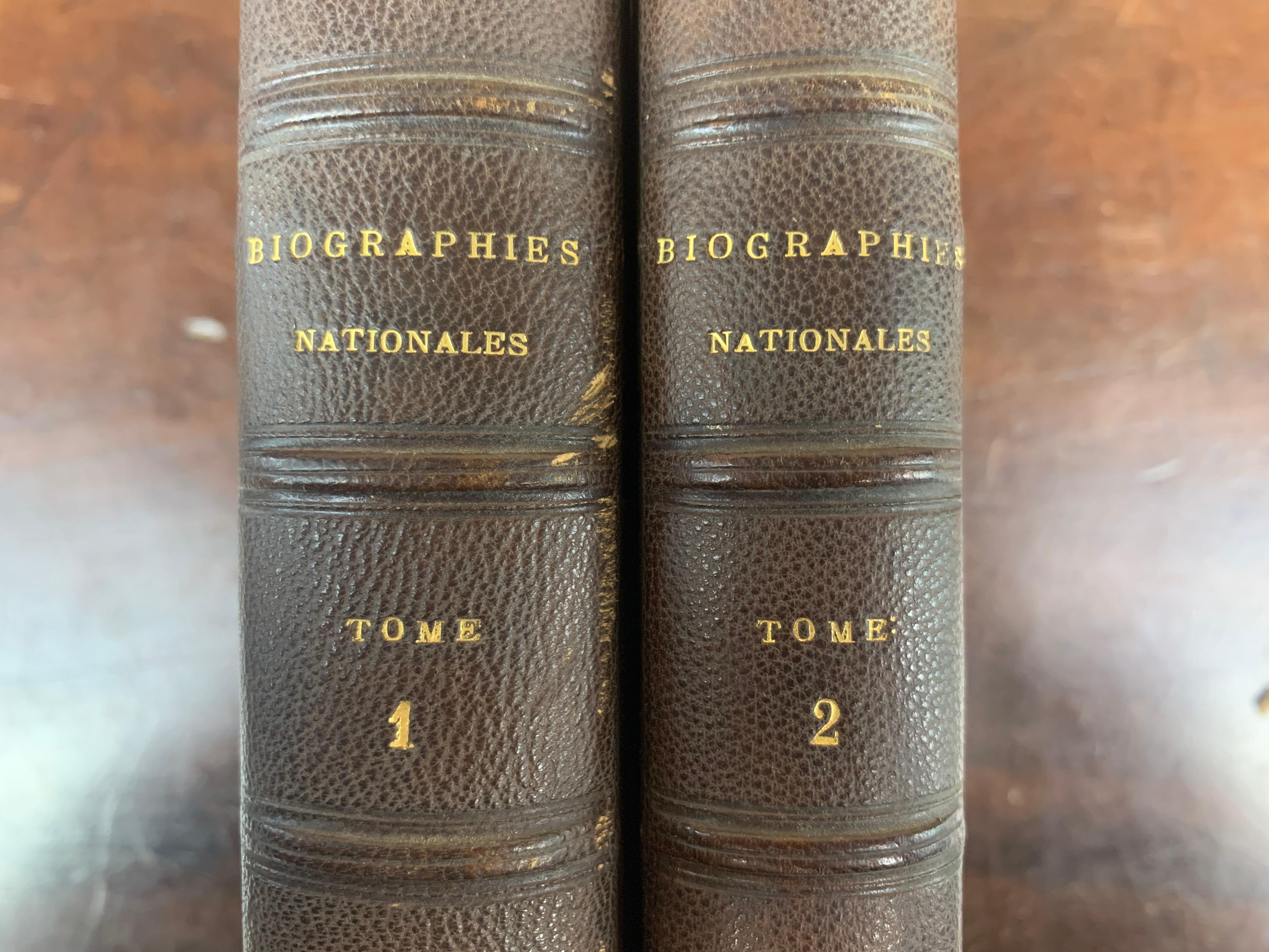 Pair of Old Books « National Biographies » from the 19th Century France  In Good Condition For Sale In Beuzevillette, FR