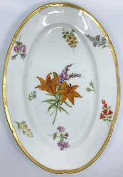 Pair of Old Paris Gilt Porcelain Floral Platters