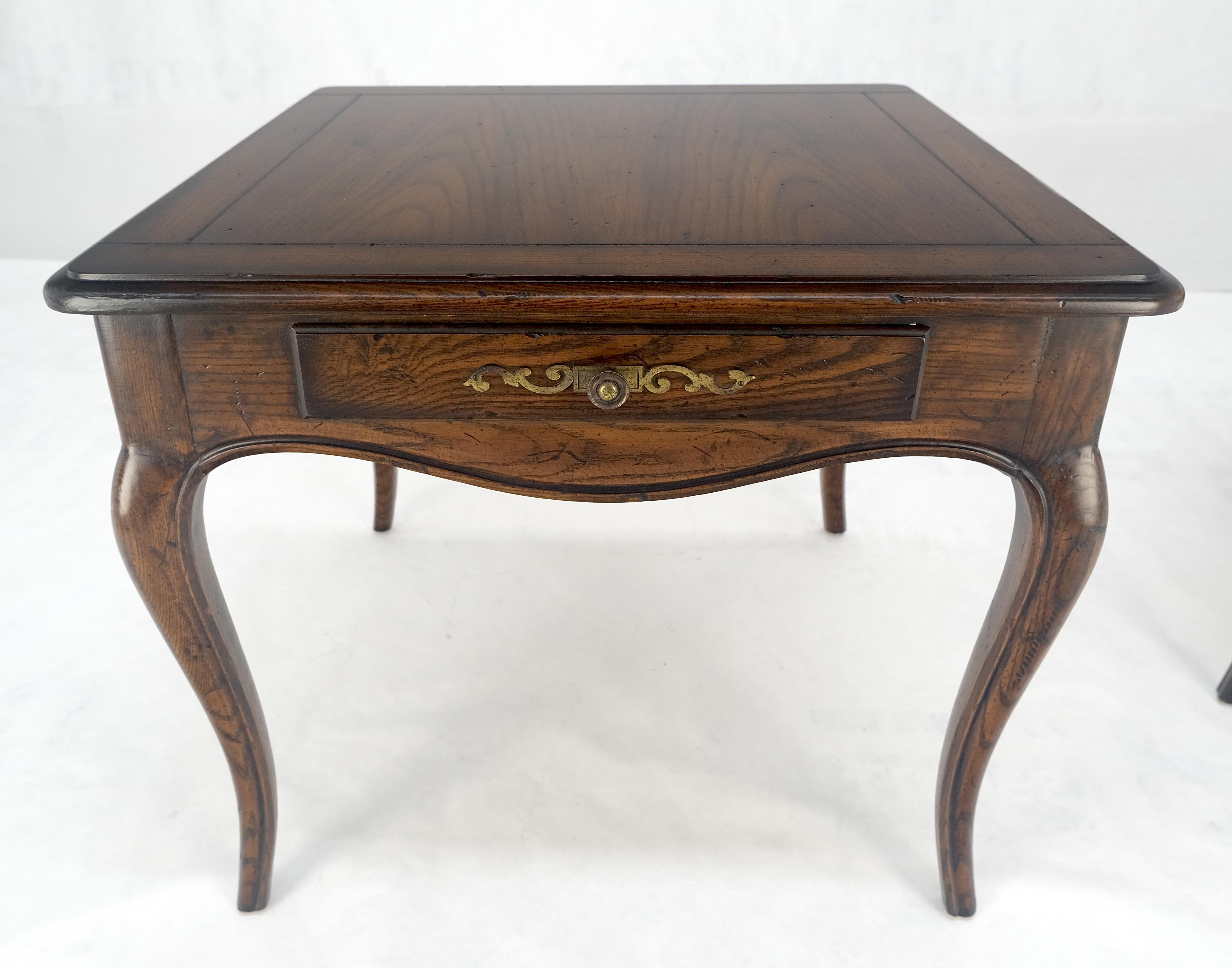 Brass Pair One Drawer Very Fine Solid Dark Chestnut 27x27
