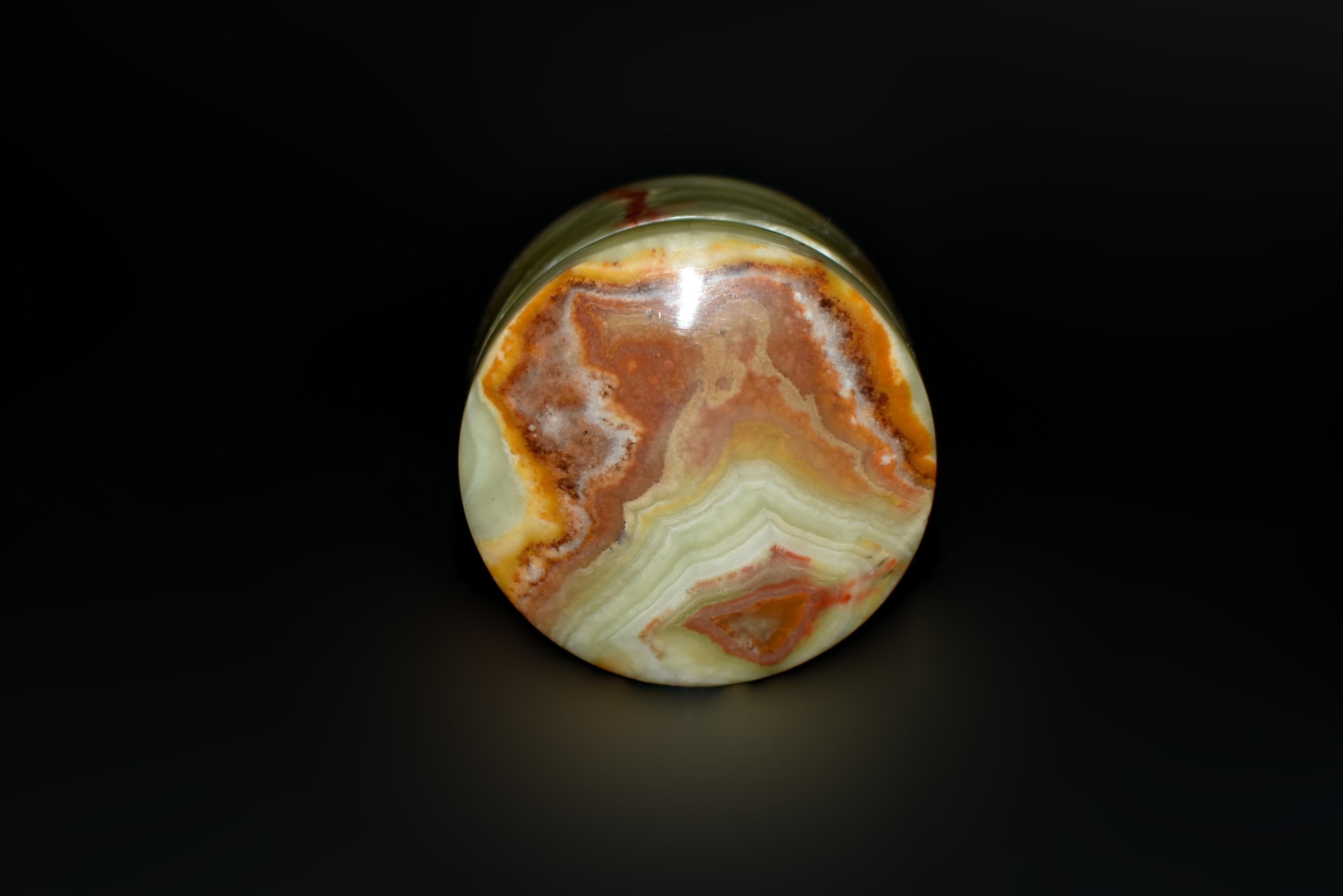 Pair Onyx Round Boxes For Sale 5