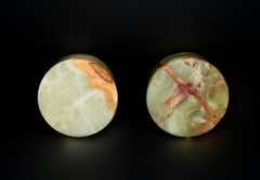 Pair Onyx Round Boxes