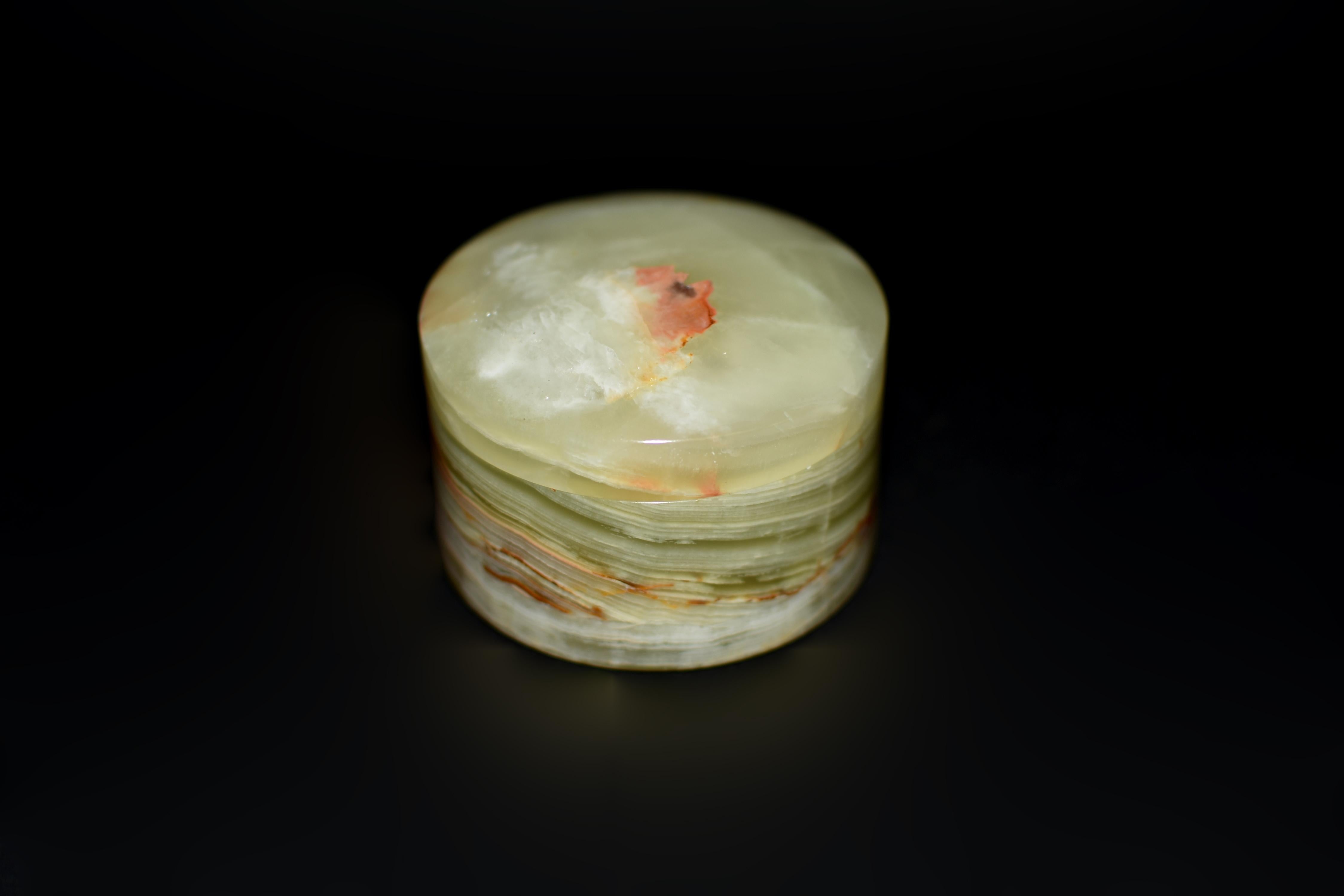 Pair Onyx Round Boxes For Sale 2