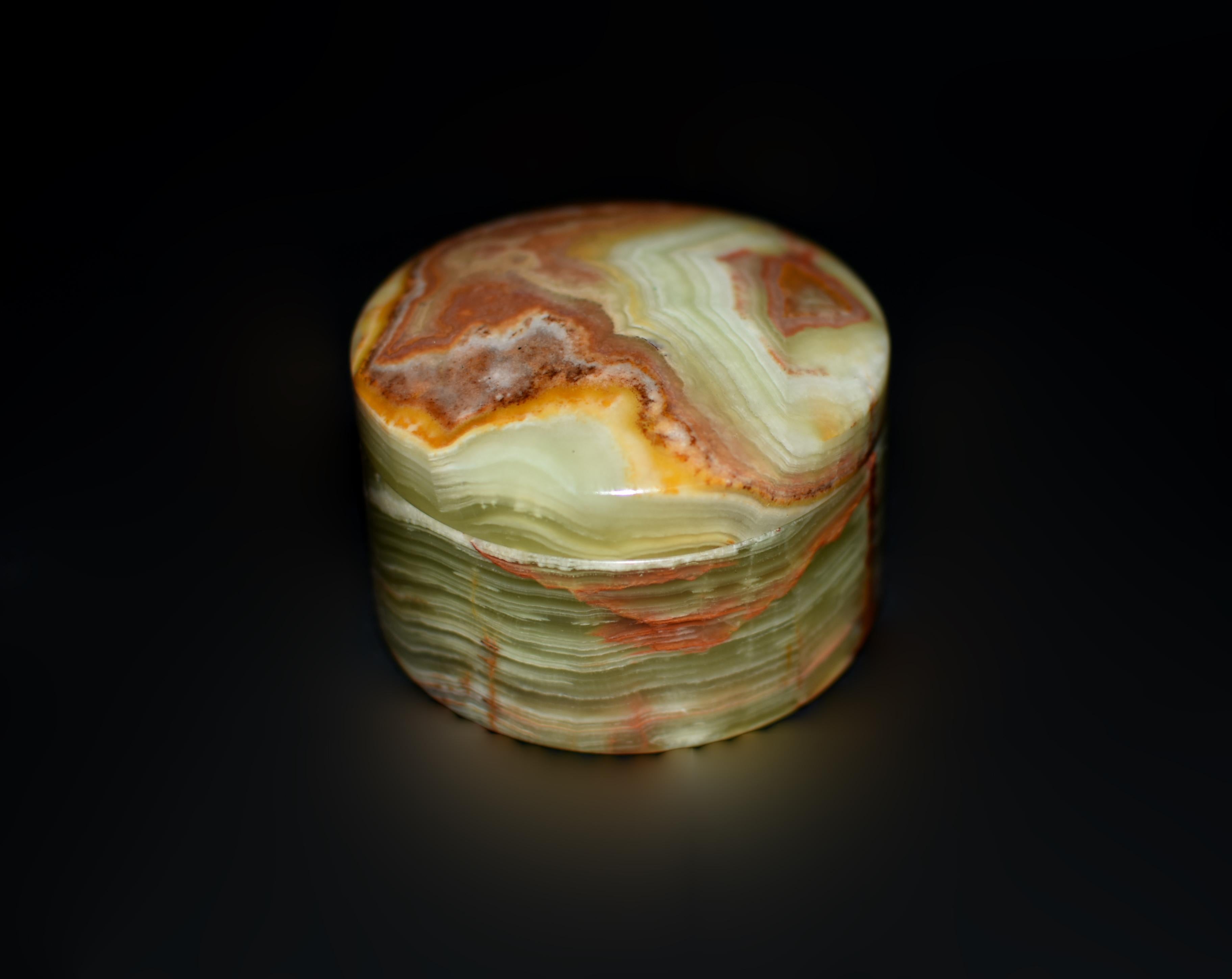 Pair Onyx Round Boxes For Sale 3