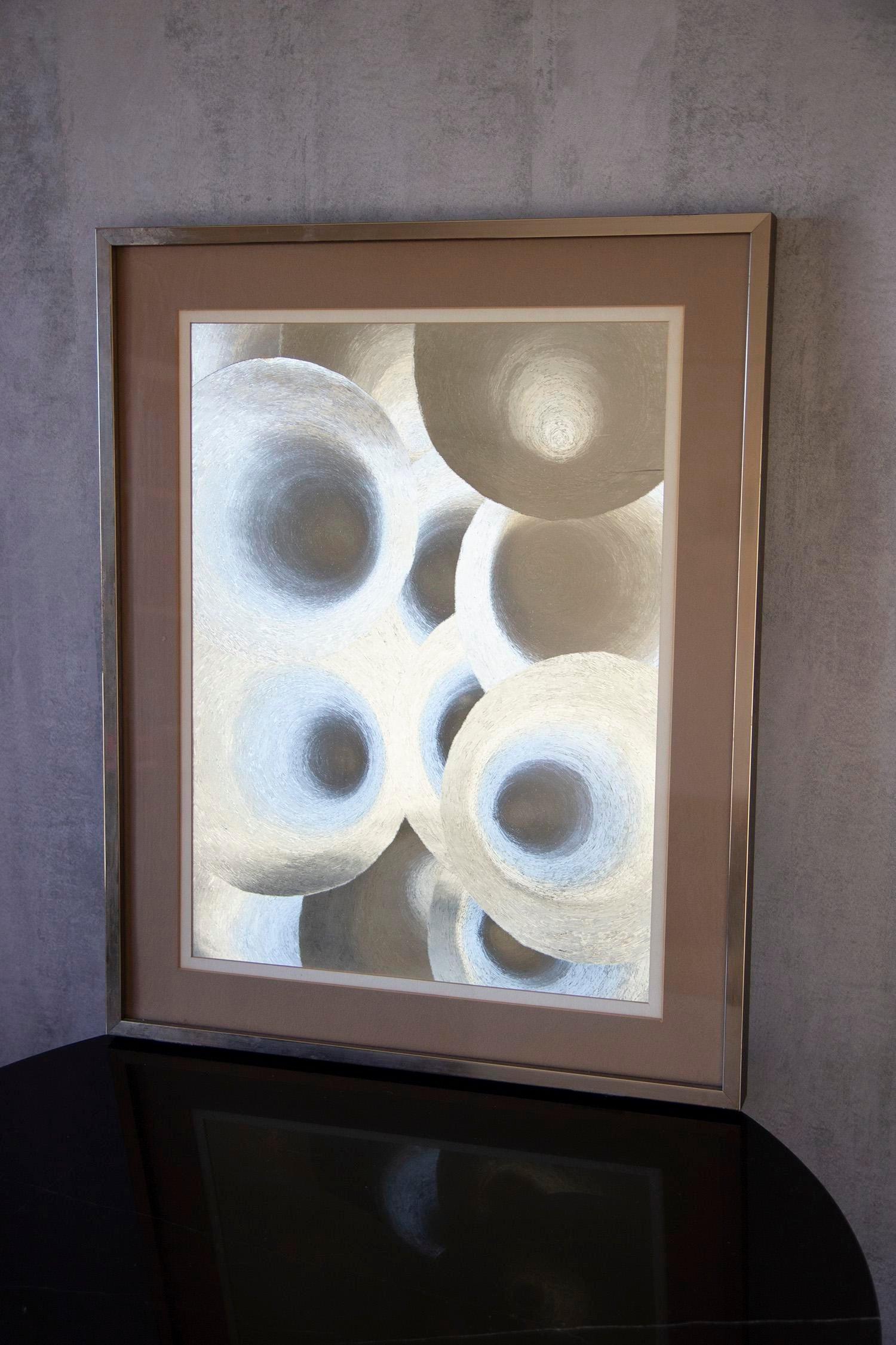 Pair, Op Art Oil Paintings by Patrick Dupré in the Style of Julio Le Parc  For Sale 1