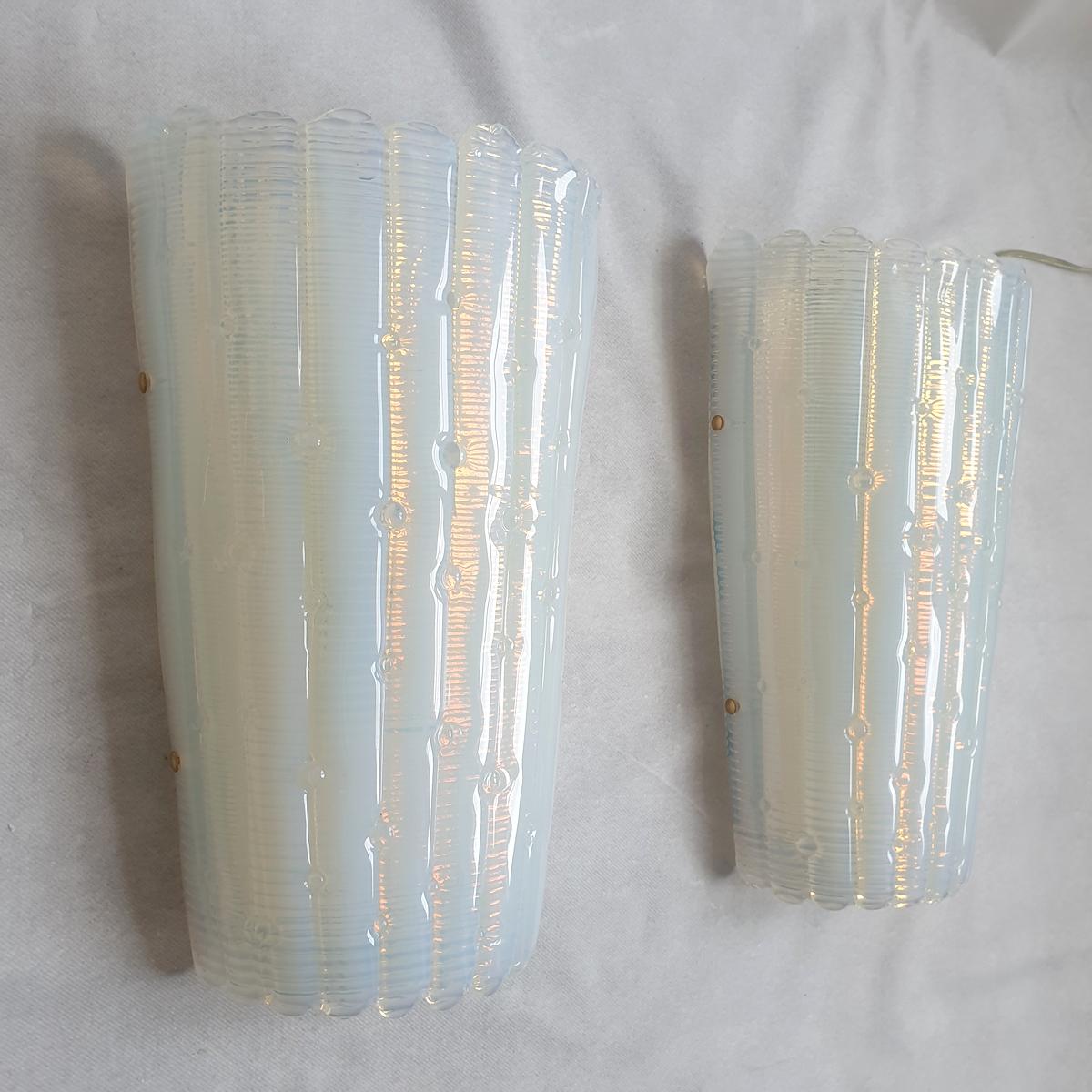 Mid-Century Modern Mid Century Murano Opaline Glass Sconces, Mazzega Style 