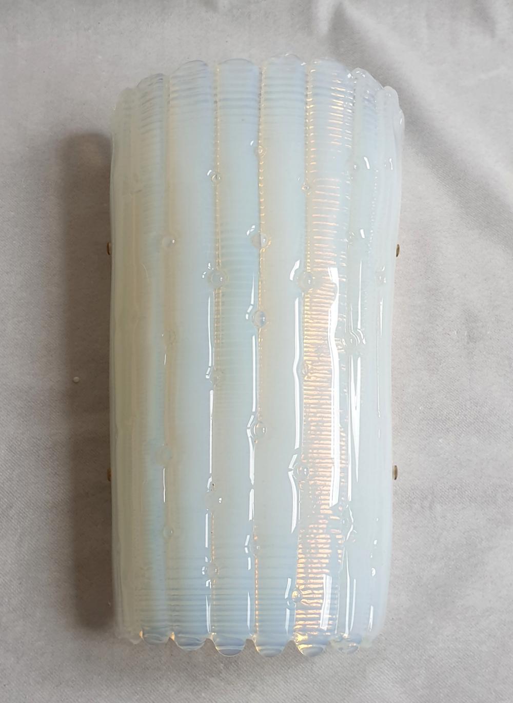 Late 20th Century Mid Century Murano Opaline Glass Sconces, Mazzega Style 