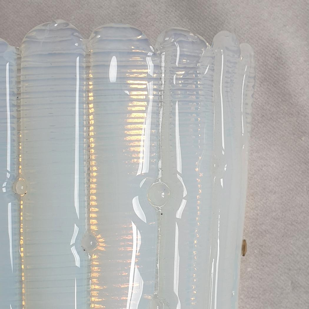 Metal Mid Century Murano Opaline Glass Sconces, Mazzega Style 