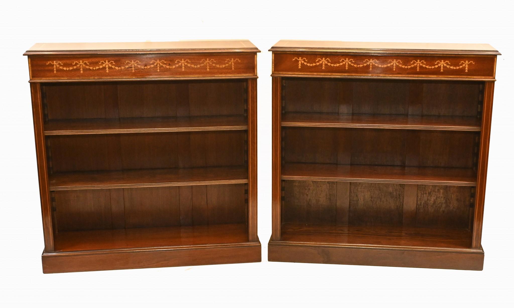 Pair Open Bookcases - Sheraton Regency Mahogany Bookcase 3