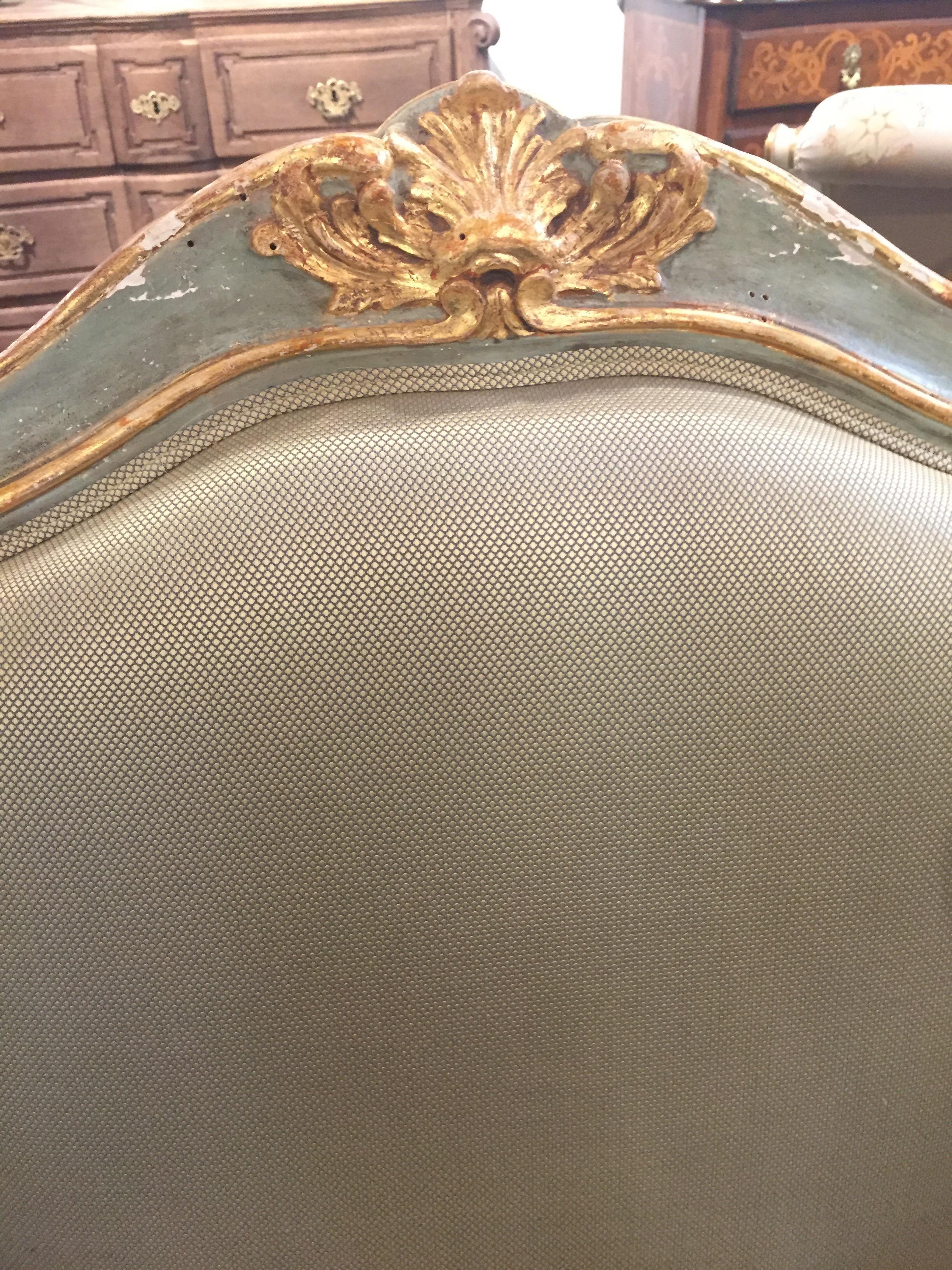 French Pair or 18th Century Louis XV Style Parcel Gilt Armchairs