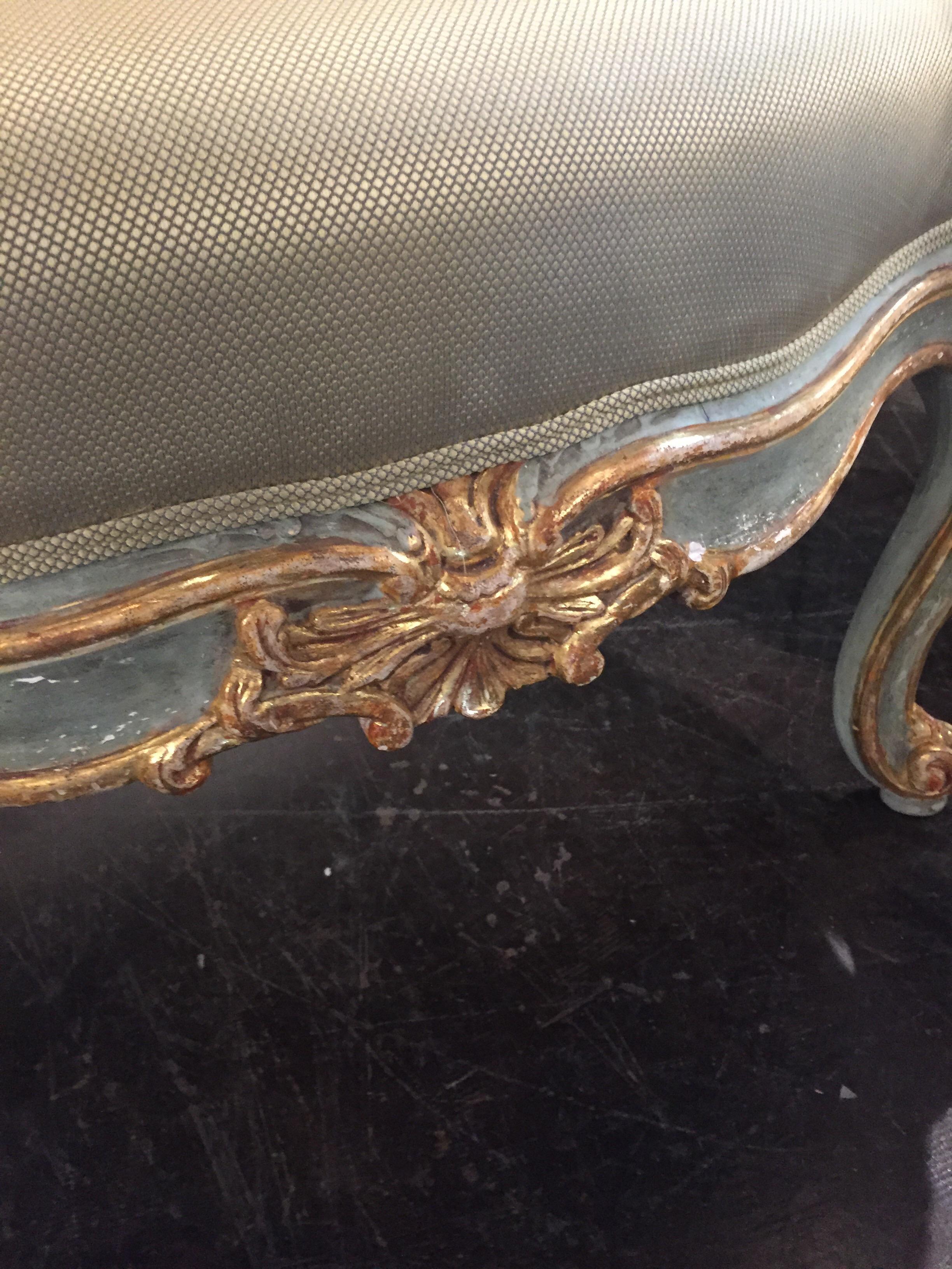 Carved Pair or 18th Century Louis XV Style Parcel Gilt Armchairs